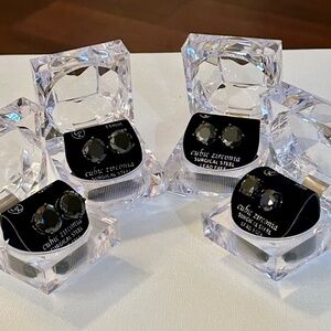 CZ surgical steel studs black cubic zirconia